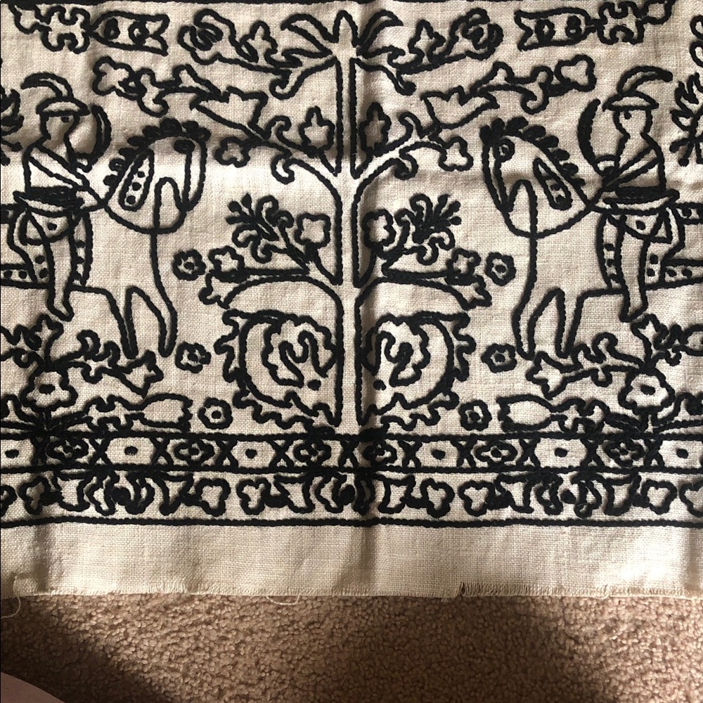 Black and Cream Tapestry with Spaniard Horse/Rider Design Elsa Williams 18x 30